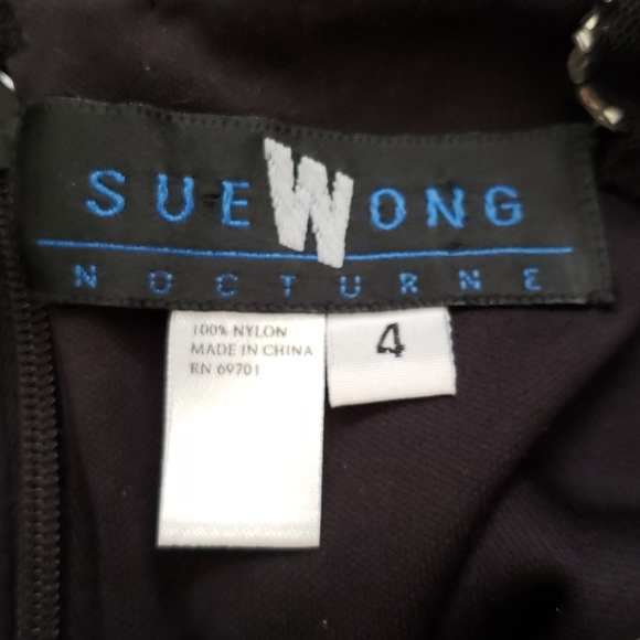 Sue Wong Nocturne Sleeveless Black and Silver Beaded Mesh Mini Dress, Size 4 - Picture 8 of 8